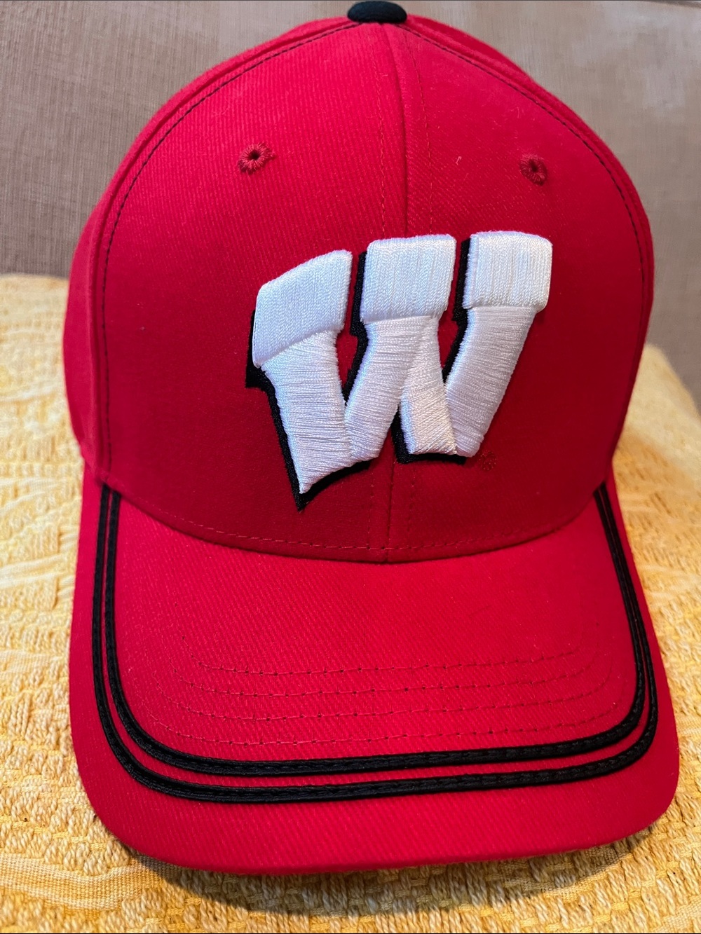Top of the World Red Baseball Cap with White 'W' Embroidery - Wisconsin Badgers